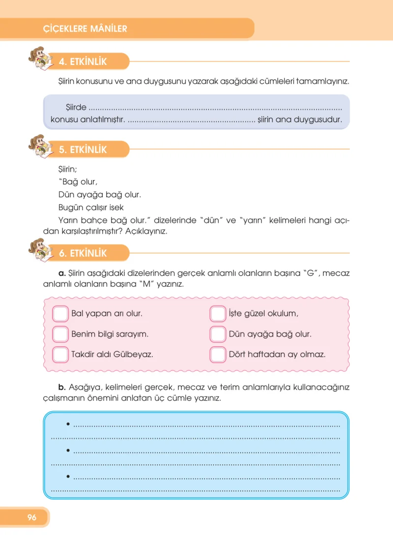 4. Sınıf Türkçe Ders Kitabı Cevapları Özgün Yayınları Sayfa 96