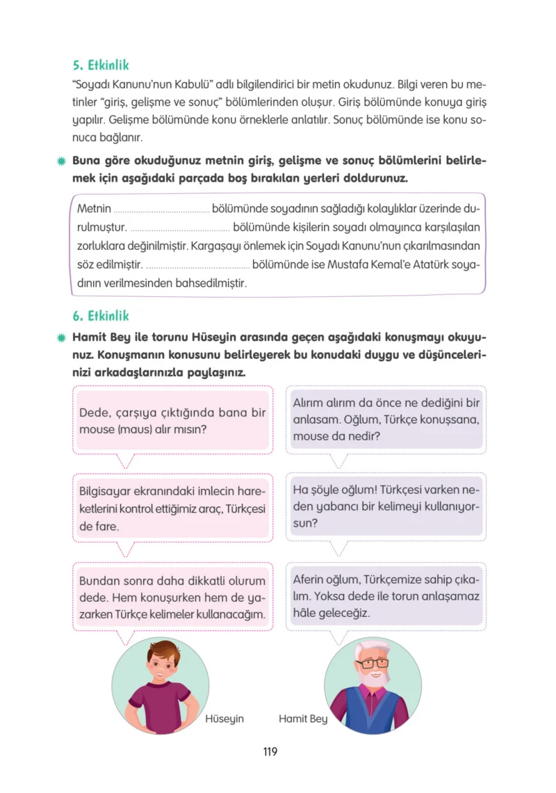4. Sınıf Türkçe Ders Kitabı Cevapları Tuna Yayınları Sayfa 119