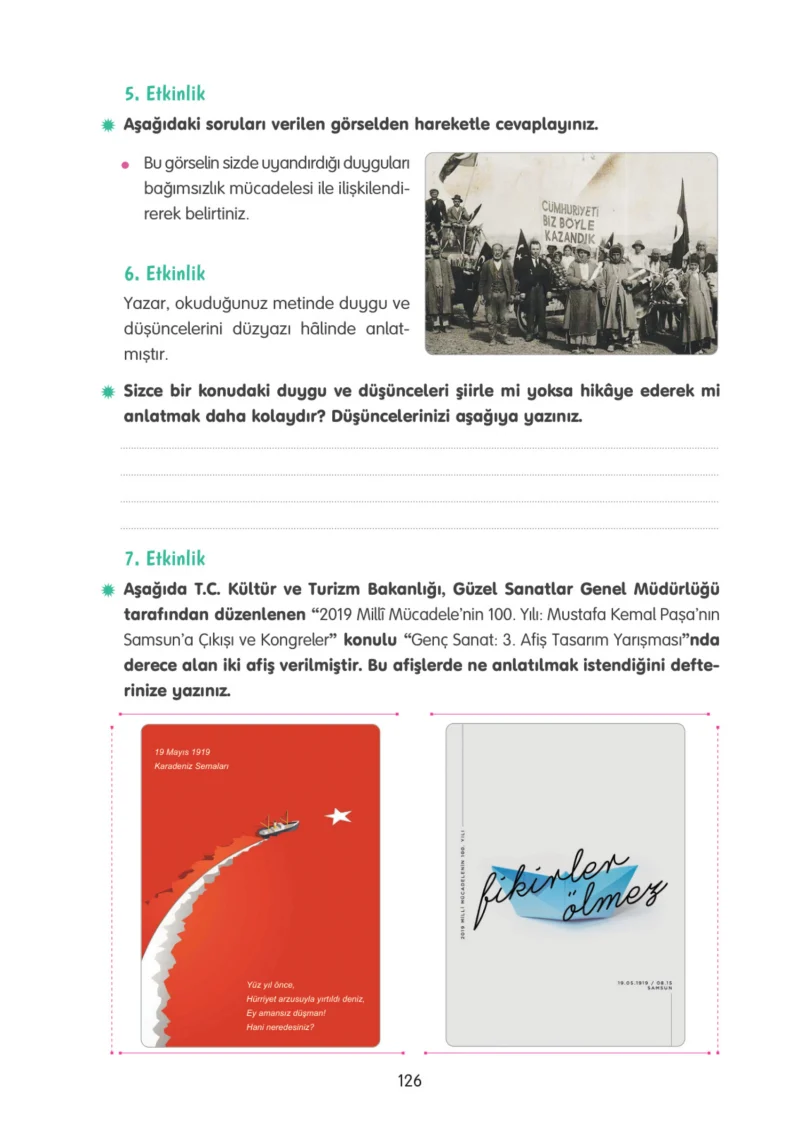 4. Sınıf Türkçe Ders Kitabı Cevapları Tuna Yayınları Sayfa 126