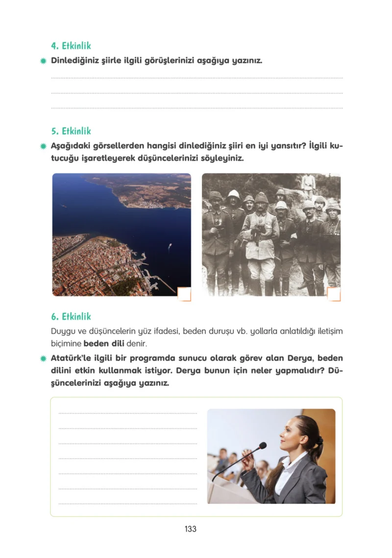 4. Sınıf Türkçe Ders Kitabı Cevapları Tuna Yayınları Sayfa 133