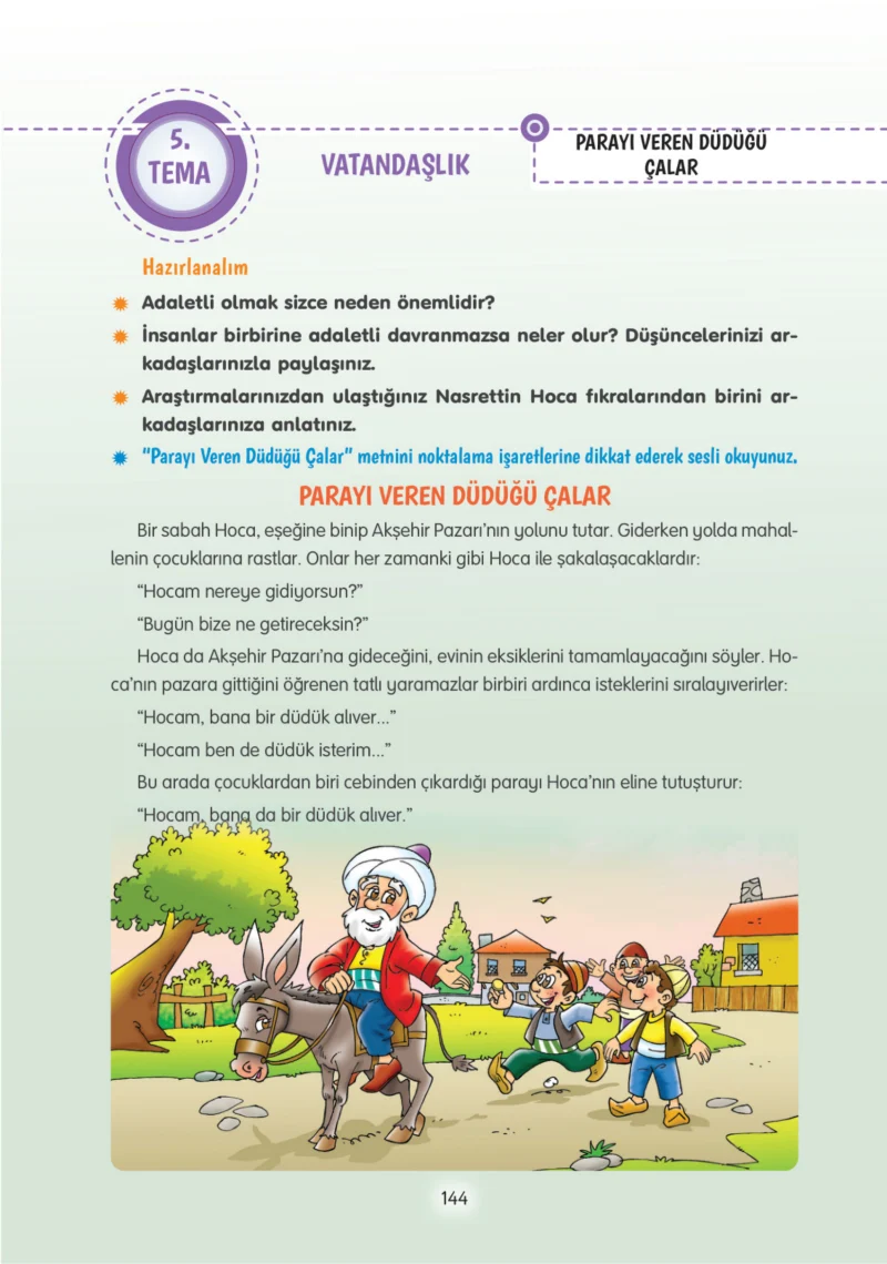 4. Sınıf Türkçe Ders Kitabı Cevapları Tuna Yayınları Sayfa 144