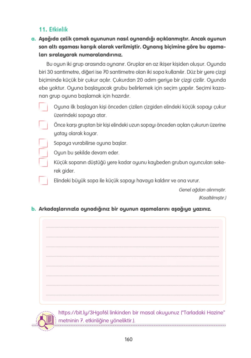 4. Sınıf Türkçe Ders Kitabı Cevapları Tuna Yayınları Sayfa 160
