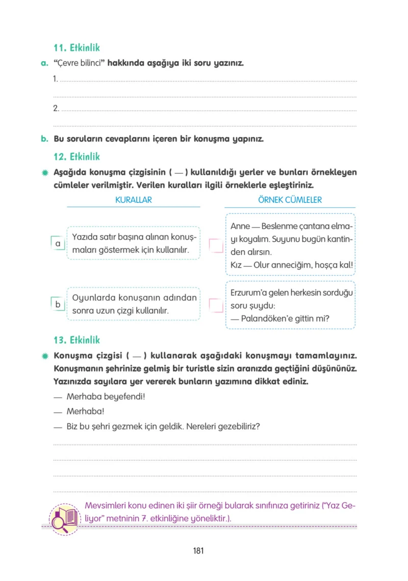 4. Sınıf Türkçe Ders Kitabı Cevapları Tuna Yayınları Sayfa 181