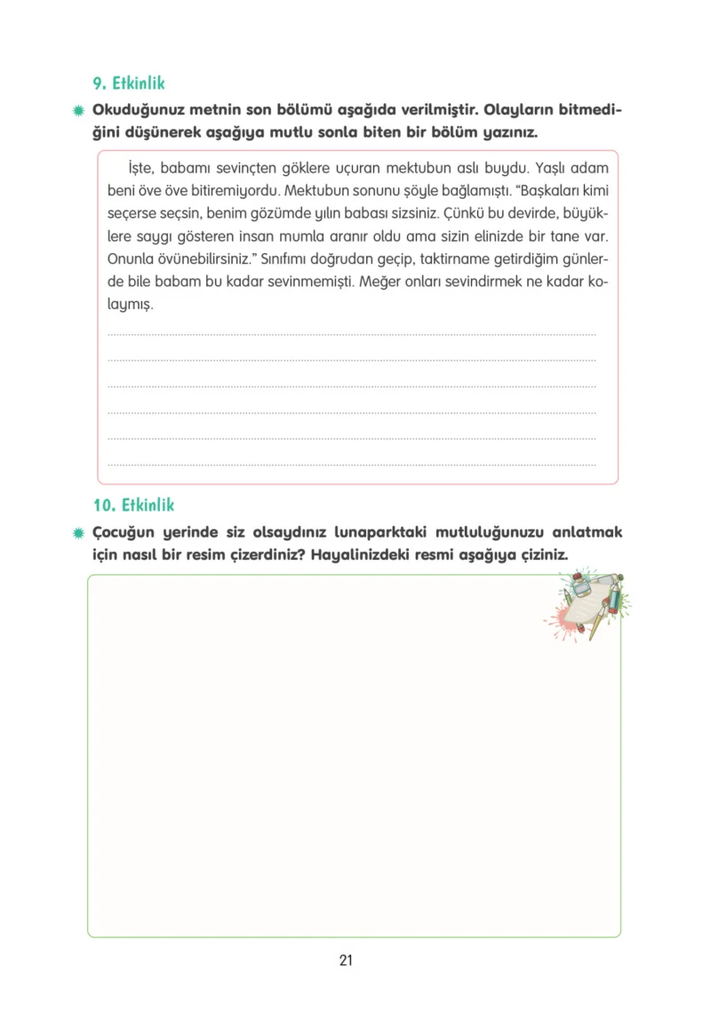 4. Sınıf Türkçe Ders Kitabı Cevapları Tuna Yayınları Sayfa 21