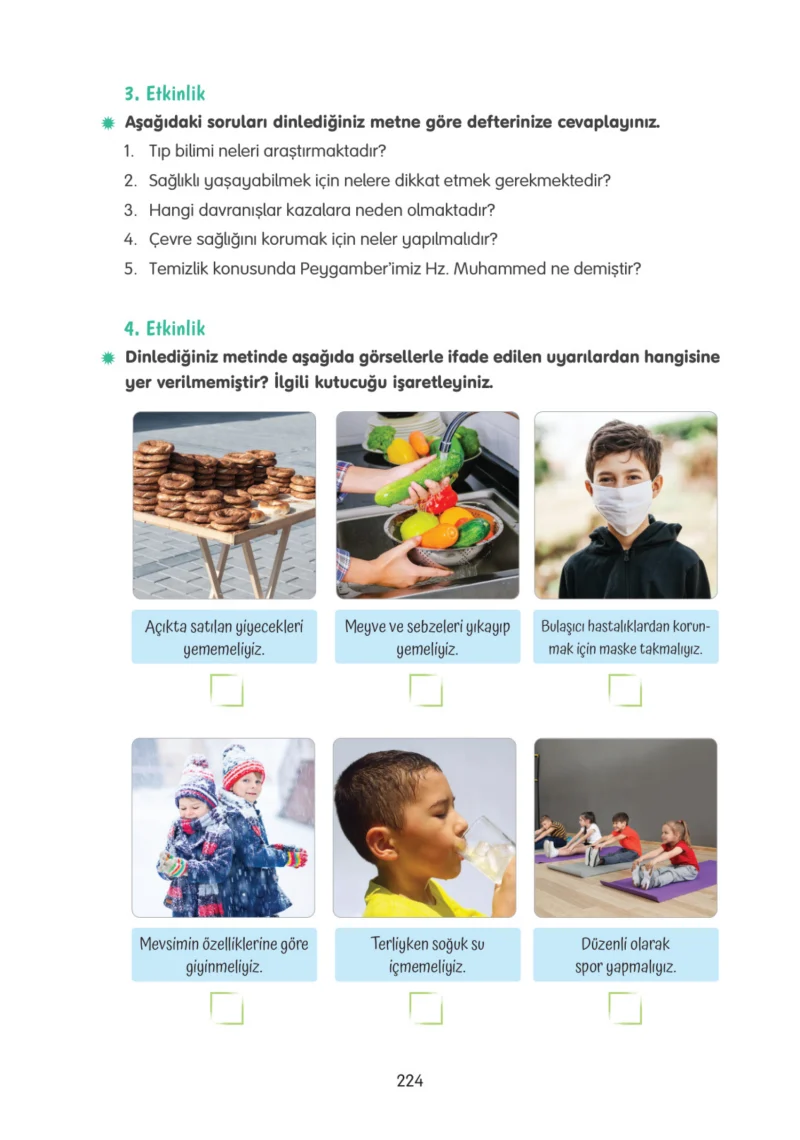 4. Sınıf Türkçe Ders Kitabı Cevapları Tuna Yayınları Sayfa 224