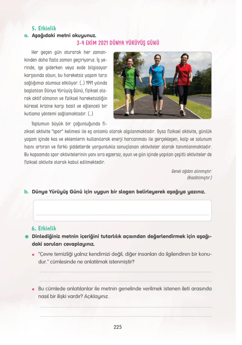 4. Sınıf Türkçe Ders Kitabı Cevapları Tuna Yayınları Sayfa 225