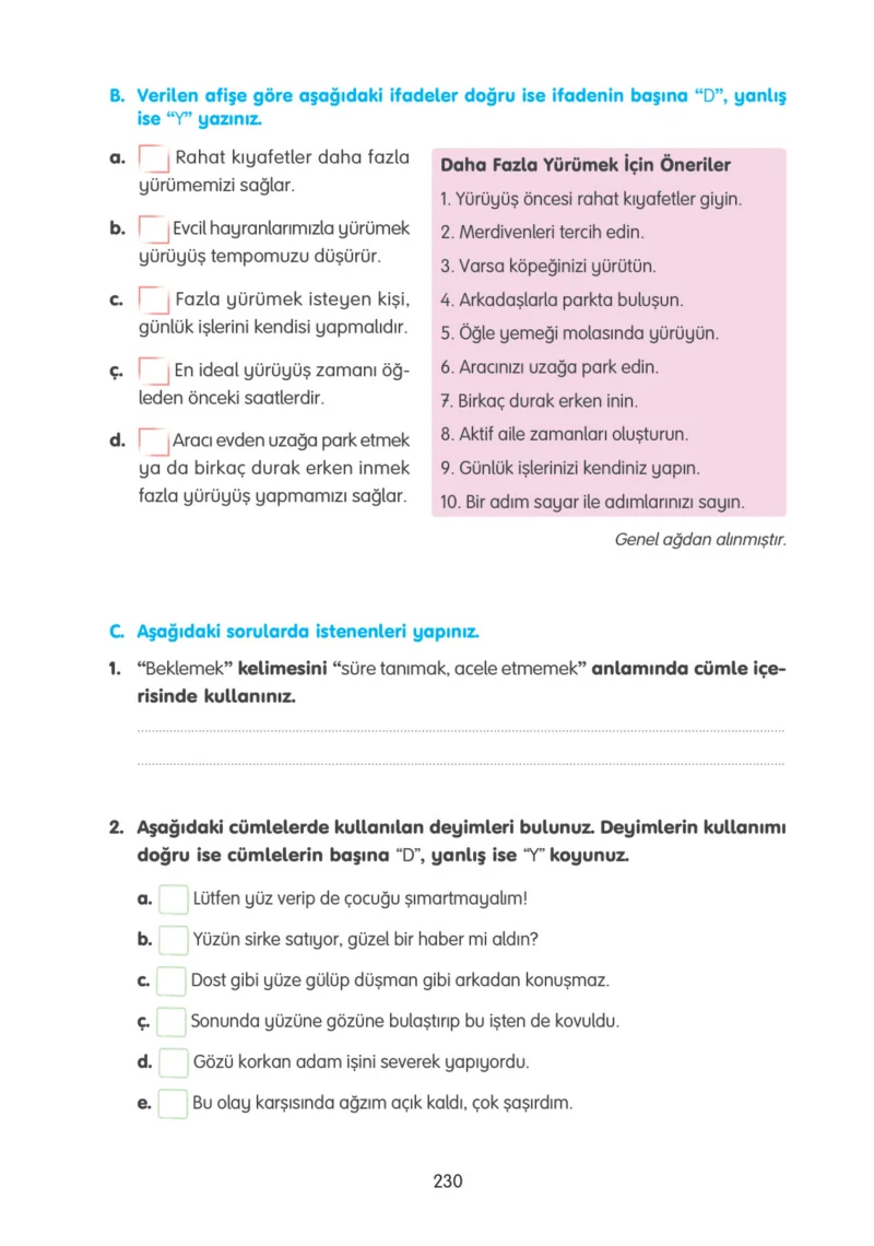 4. Sınıf Türkçe Ders Kitabı Cevapları Tuna Yayınları Sayfa 230