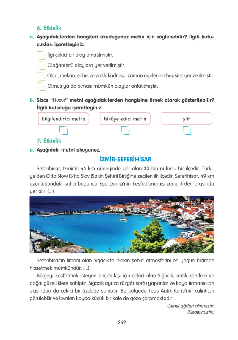 4. Sınıf Türkçe Ders Kitabı Cevapları Tuna Yayınları Sayfa 242