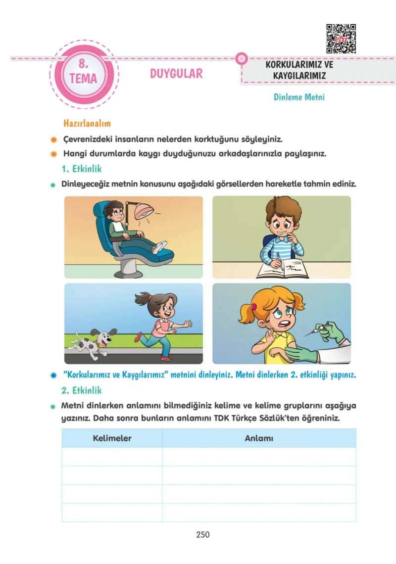 4. Sınıf Türkçe Ders Kitabı Cevapları Tuna Yayınları Sayfa 250