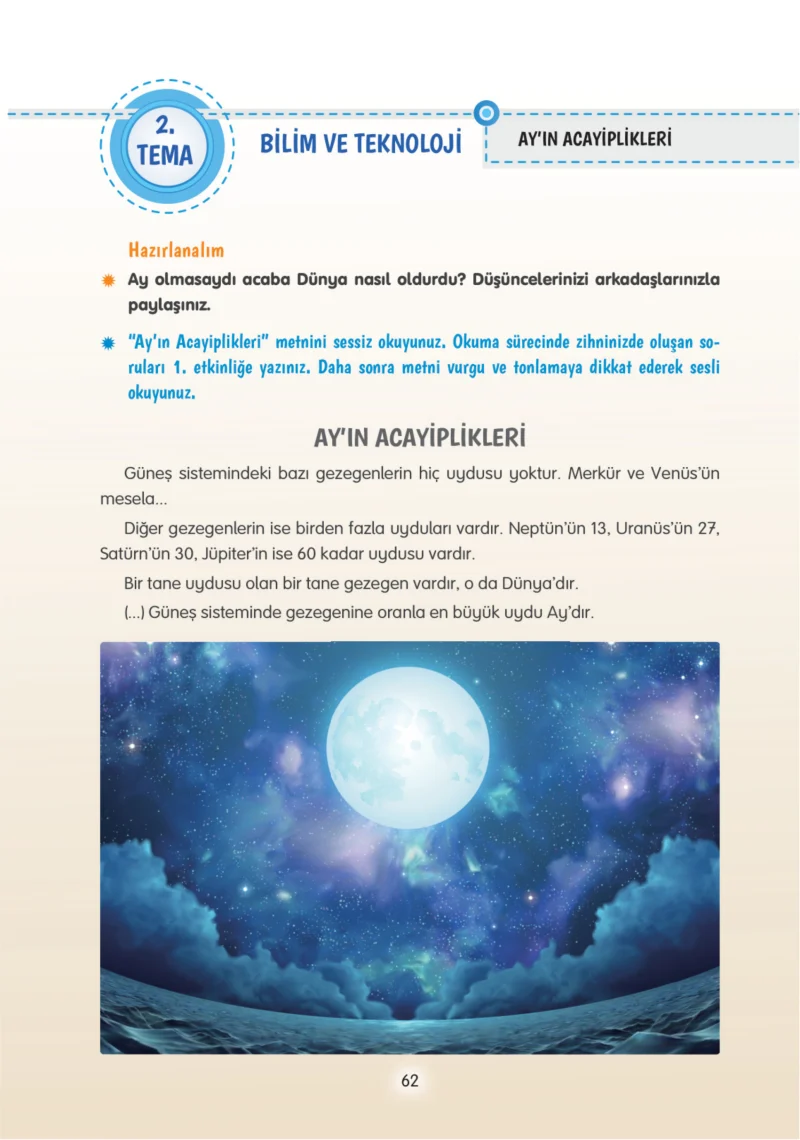 4. Sınıf Türkçe Ders Kitabı Cevapları Tuna Yayınları Sayfa 62