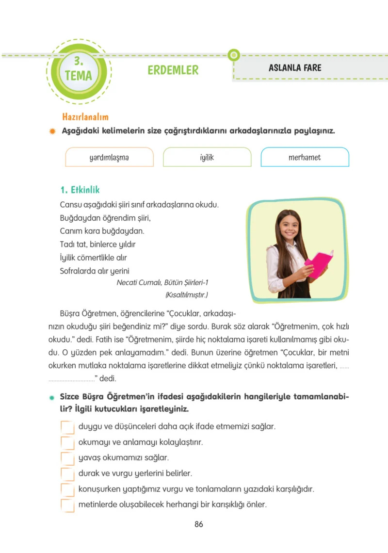 4. Sınıf Türkçe Ders Kitabı Cevapları Tuna Yayınları Sayfa 86