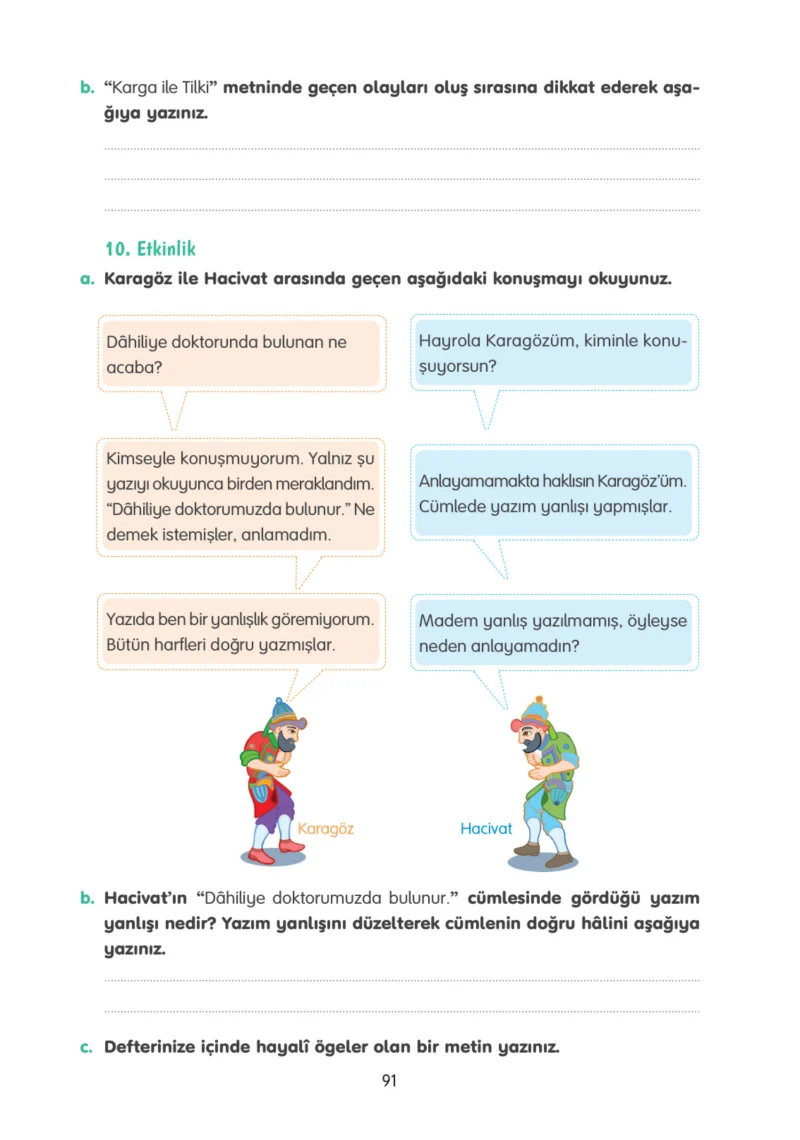4. Sınıf Türkçe Ders Kitabı Cevapları Tuna Yayınları Sayfa 91
