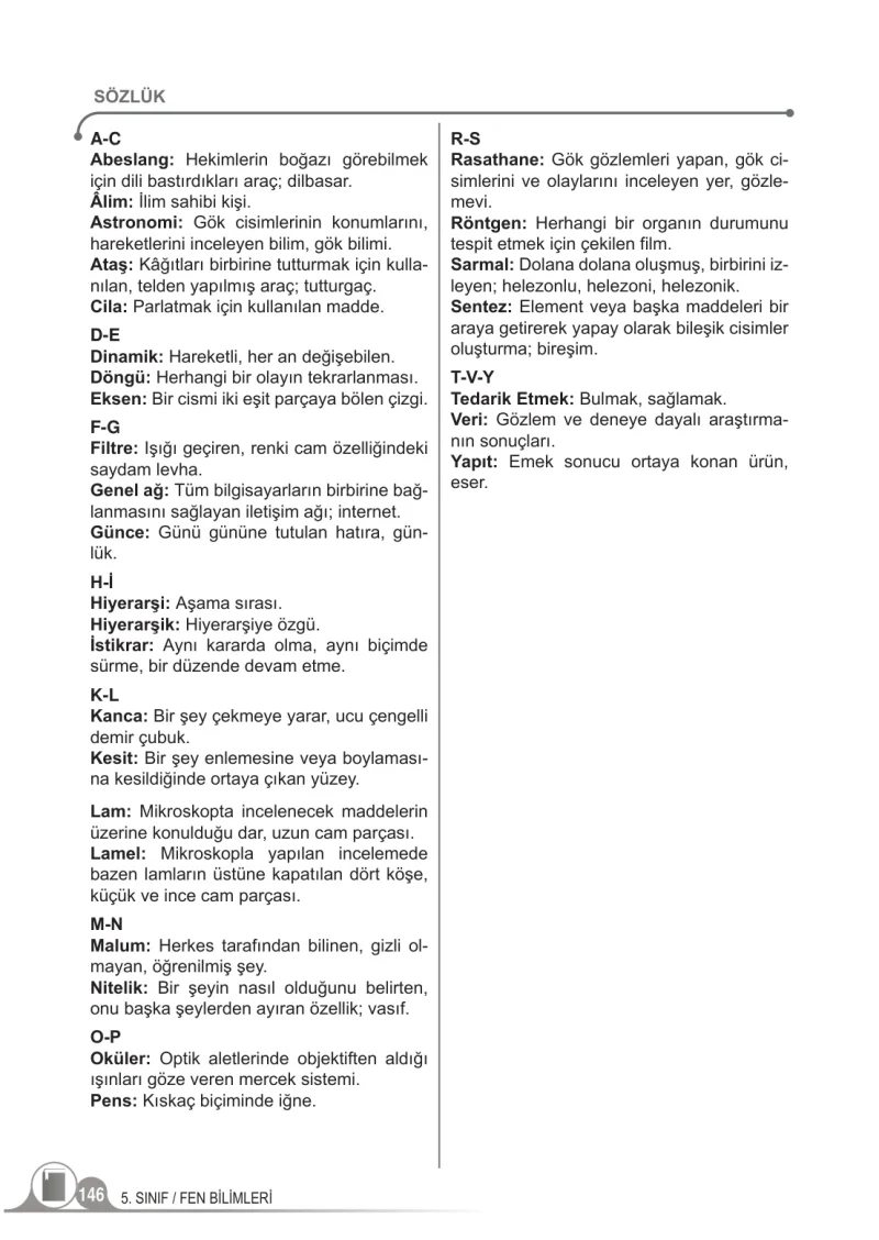 5. Sınıf Fen Bilimleri Ders Kitabı Cevapları Meb Yayınları 1.Kitap Sayfa 146
