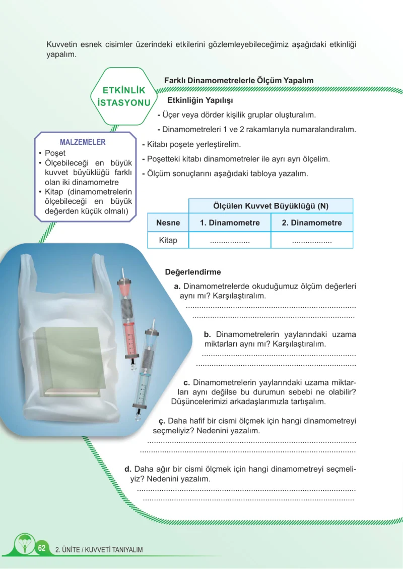 5. Sınıf Fen Bilimleri Ders Kitabı Cevapları Meb Yayınları 1.Kitap Sayfa 62