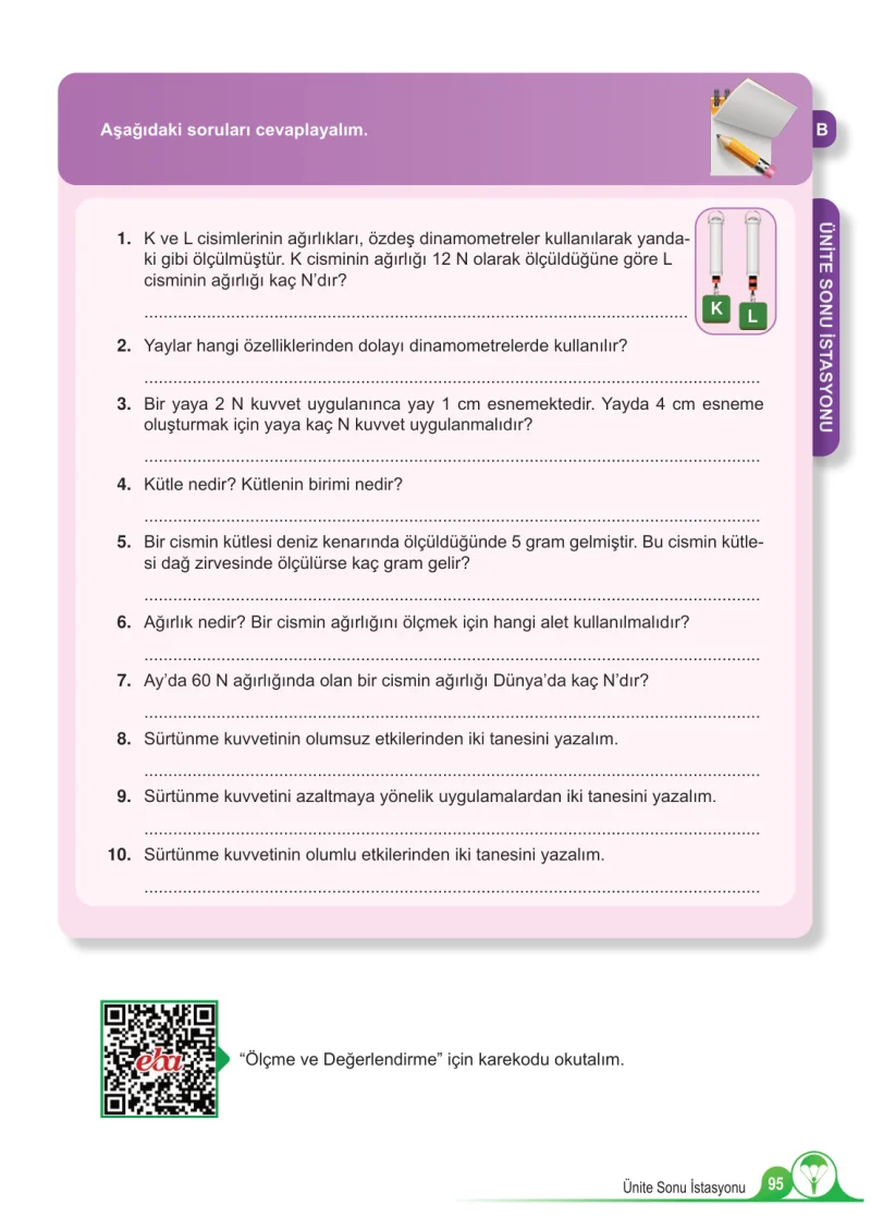 5. Sınıf Fen Bilimleri Ders Kitabı Cevapları Meb Yayınları 1.Kitap Sayfa 95