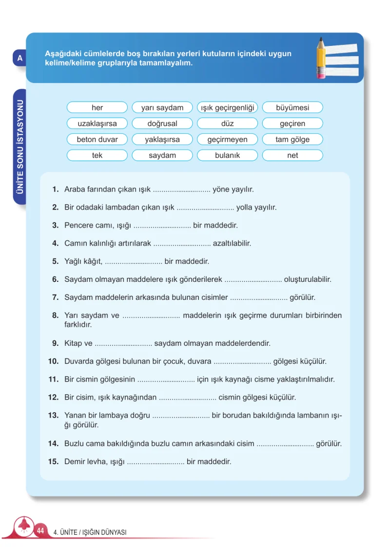 5. Sınıf Fen Bilimleri Ders Kitabı Cevapları Meb Yayınları 2.Kitap Sayfa 44
