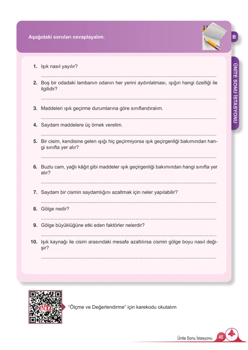 5. Sınıf Fen Bilimleri Ders Kitabı Cevapları Meb Yayınları 2.Kitap Sayfa 45