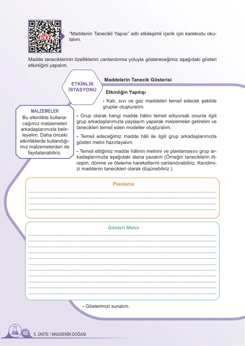 5. Sınıf Fen Bilimleri Ders Kitabı Cevapları Meb Yayınları 2.Kitap Sayfa 62