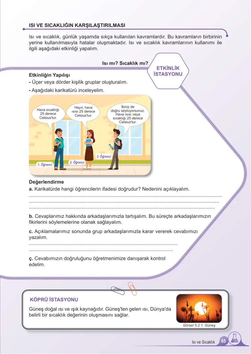 5. Sınıf Fen Bilimleri Ders Kitabı Cevapları Meb Yayınları 2.Kitap Sayfa 65