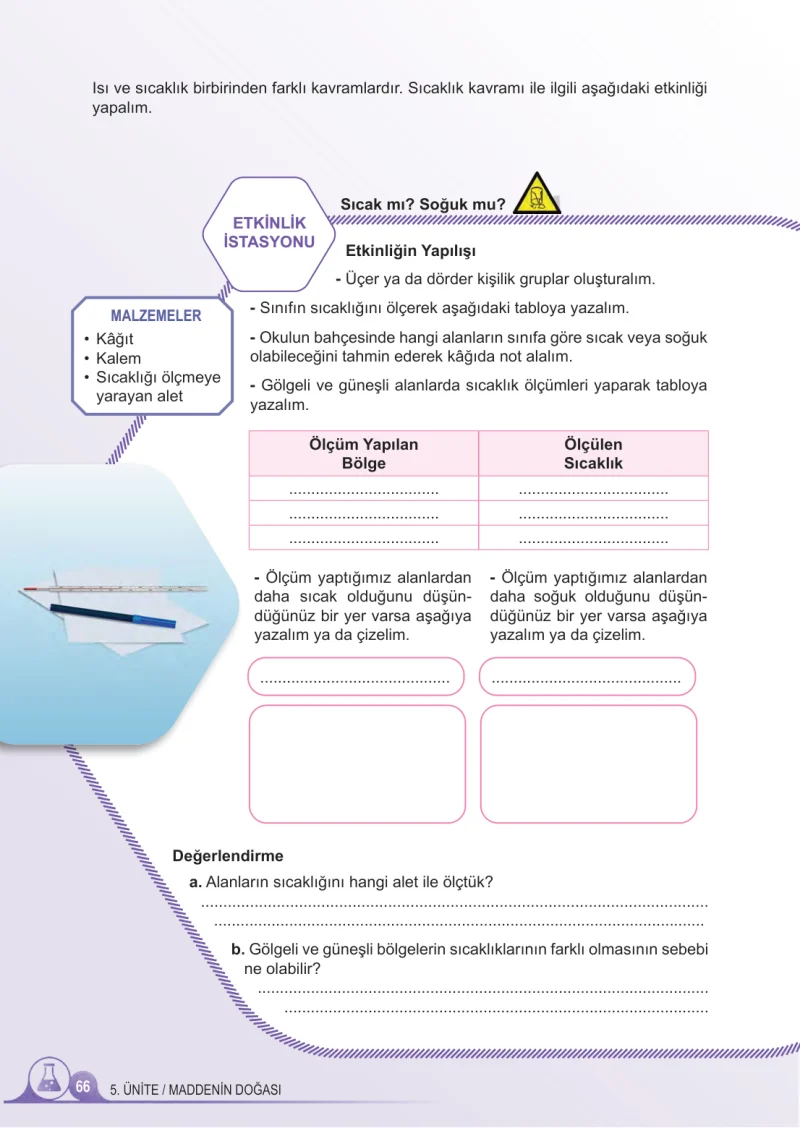 5. Sınıf Fen Bilimleri Ders Kitabı Cevapları Meb Yayınları 2.Kitap Sayfa 66