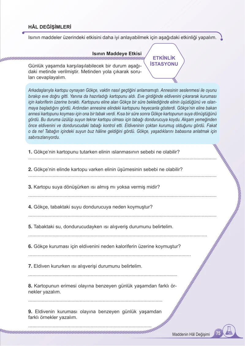 5. Sınıf Fen Bilimleri Ders Kitabı Cevapları Meb Yayınları 2.Kitap Sayfa 75