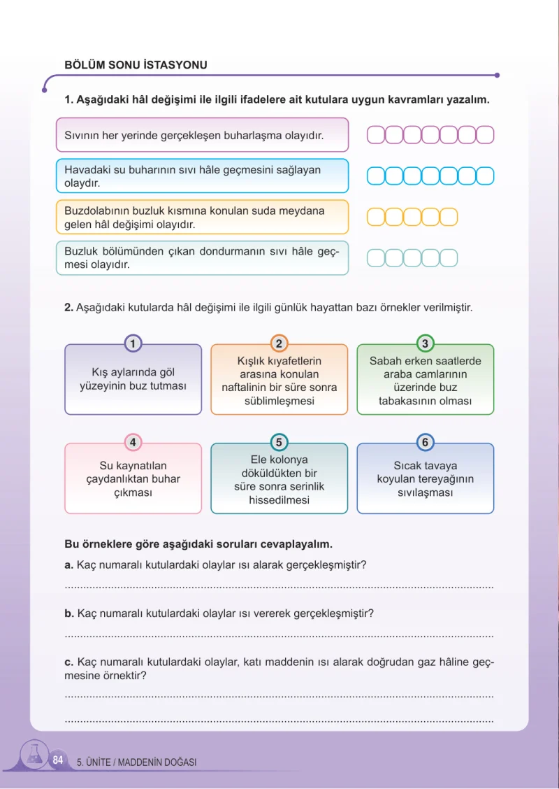 5. Sınıf Fen Bilimleri Ders Kitabı Cevapları Meb Yayınları 2.Kitap Sayfa 84