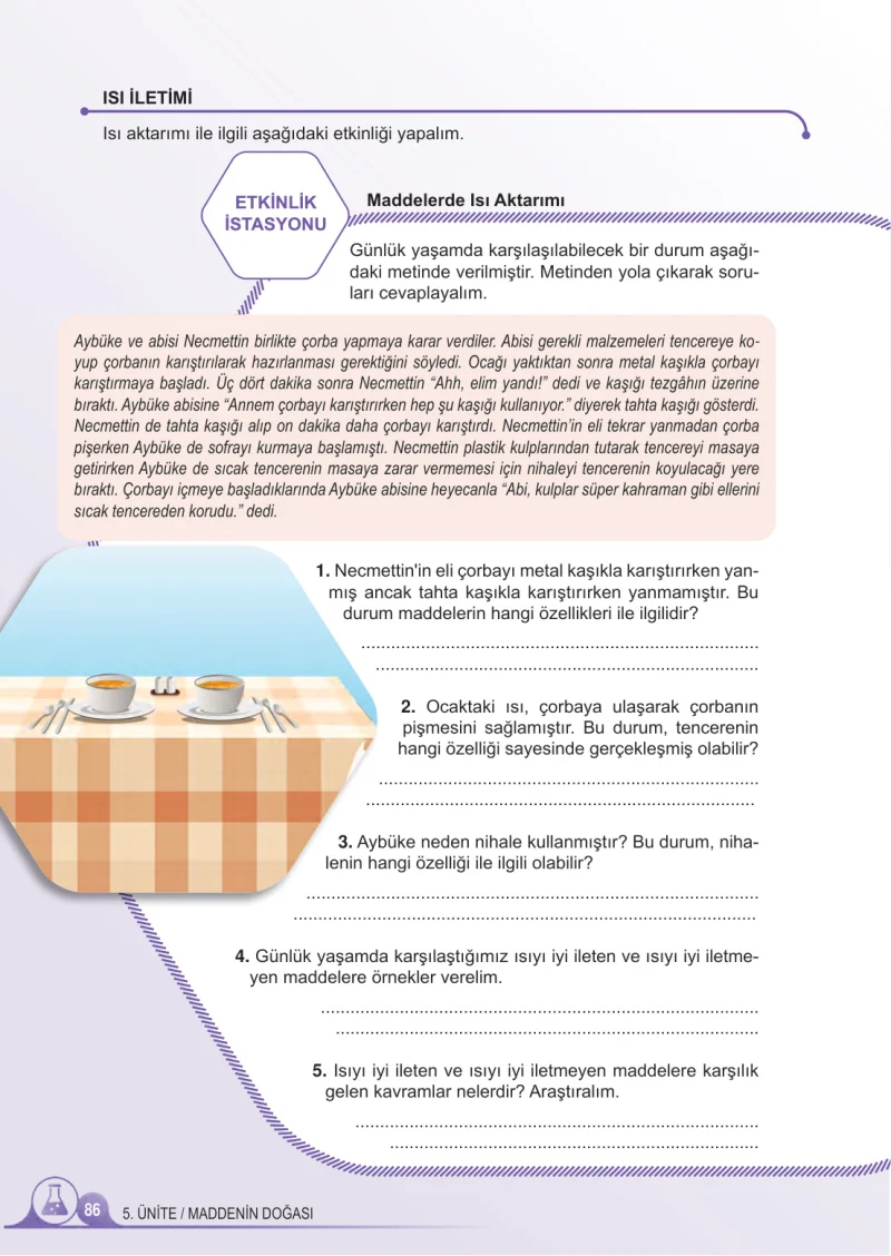 5. Sınıf Fen Bilimleri Ders Kitabı Cevapları Meb Yayınları 2.Kitap Sayfa 86