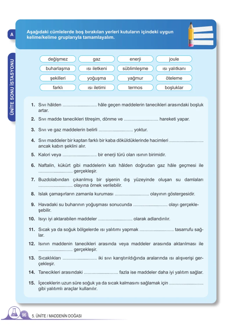 5. Sınıf Fen Bilimleri Ders Kitabı Cevapları Meb Yayınları 2.Kitap Sayfa 96