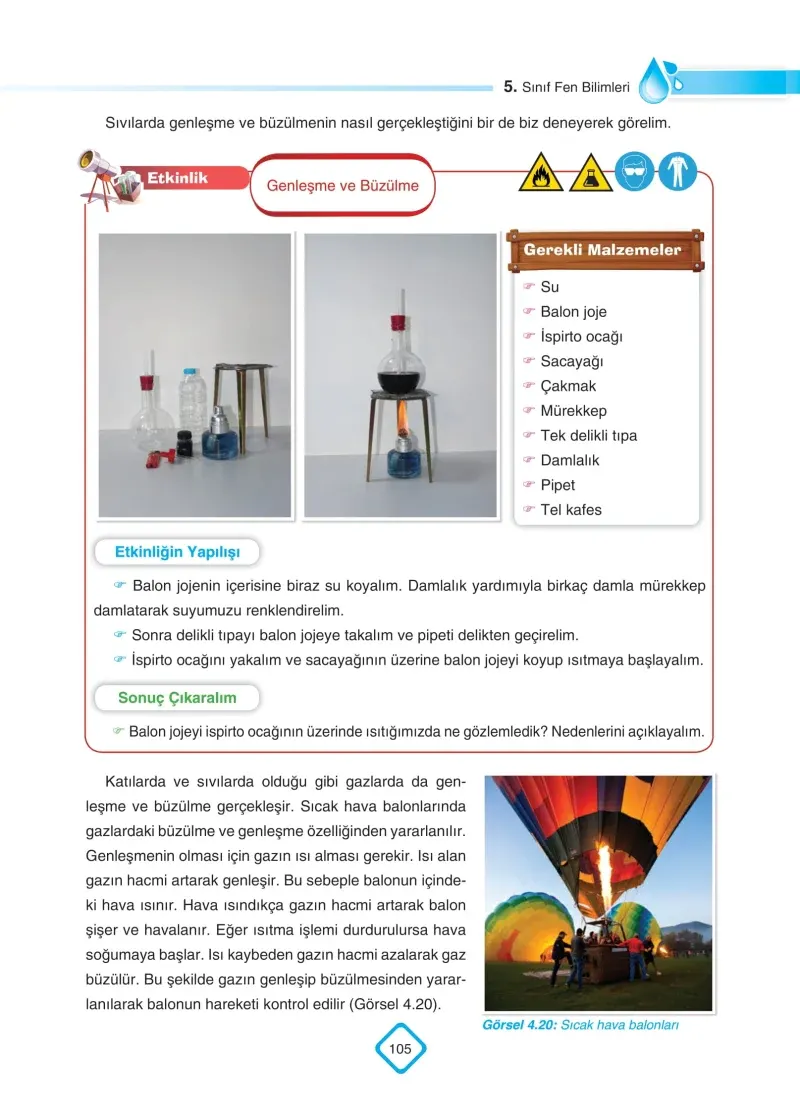 5. Sınıf Fen Bilimleri Ders Kitabı Cevapları SDR Dİkey Yayınları Sayfa 105