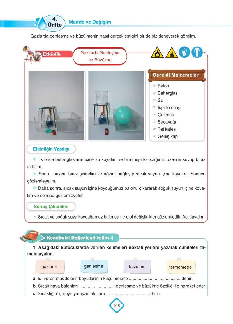 5. Sınıf Fen Bilimleri Ders Kitabı Cevapları SDR Dİkey Yayınları Sayfa 106