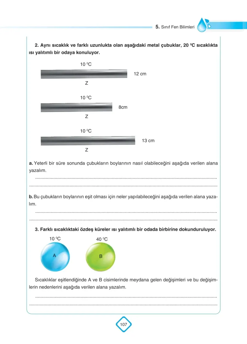 5. Sınıf Fen Bilimleri Ders Kitabı Cevapları SDR Dİkey Yayınları Sayfa 107