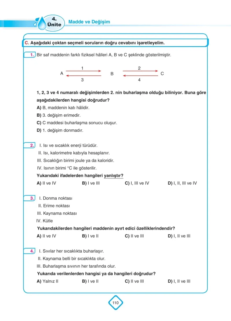 5. Sınıf Fen Bilimleri Ders Kitabı Cevapları SDR Dİkey Yayınları Sayfa 110