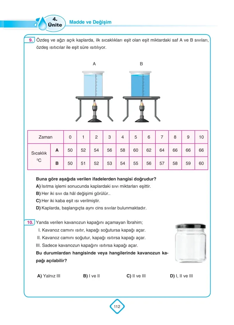 5. Sınıf Fen Bilimleri Ders Kitabı Cevapları SDR Dİkey Yayınları Sayfa 112