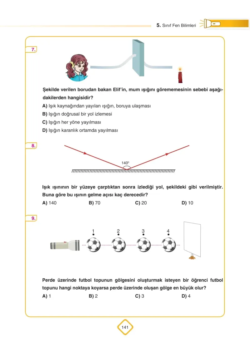 5. Sınıf Fen Bilimleri Ders Kitabı Cevapları SDR Dİkey Yayınları Sayfa 141
