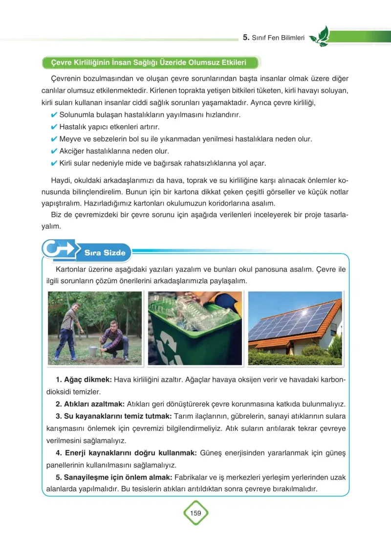 5. Sınıf Fen Bilimleri Ders Kitabı Cevapları SDR Dİkey Yayınları Sayfa 159