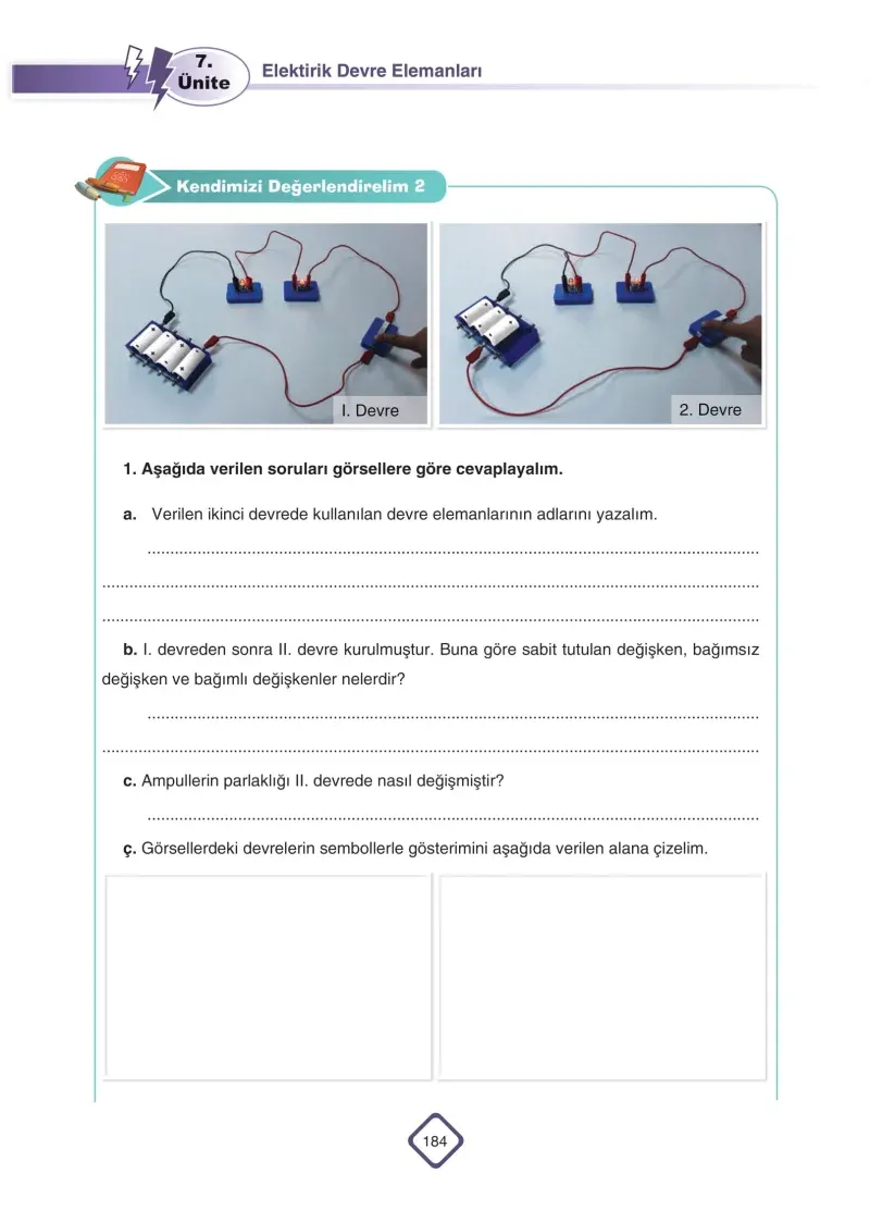 5. Sınıf Fen Bilimleri Ders Kitabı Cevapları SDR Dİkey Yayınları Sayfa 184