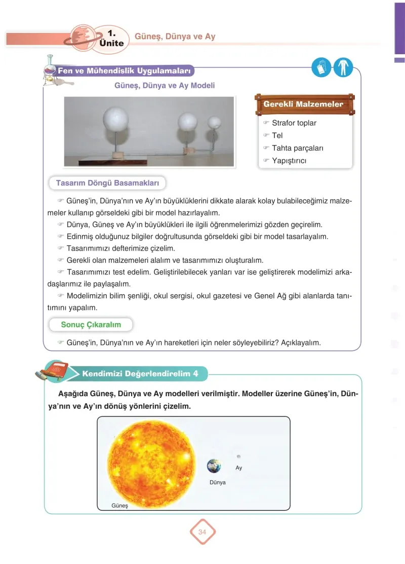 5. Sınıf Fen Bilimleri Ders Kitabı Cevapları SDR Dİkey Yayınları Sayfa 34