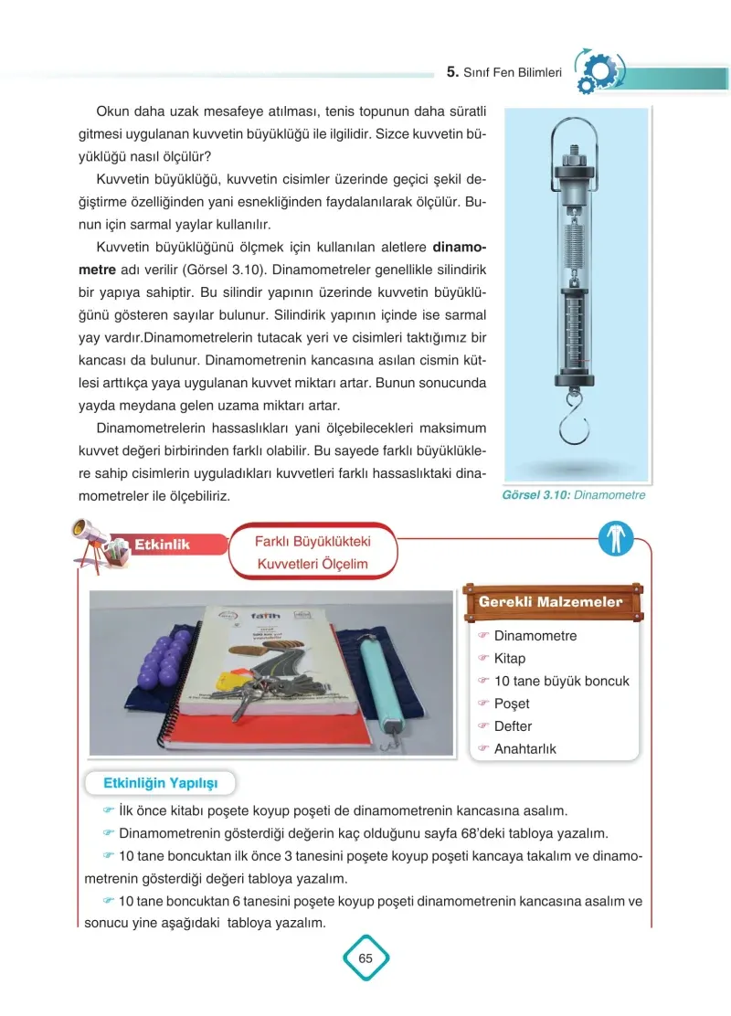 5. Sınıf Fen Bilimleri Ders Kitabı Cevapları SDR Dİkey Yayınları Sayfa 65