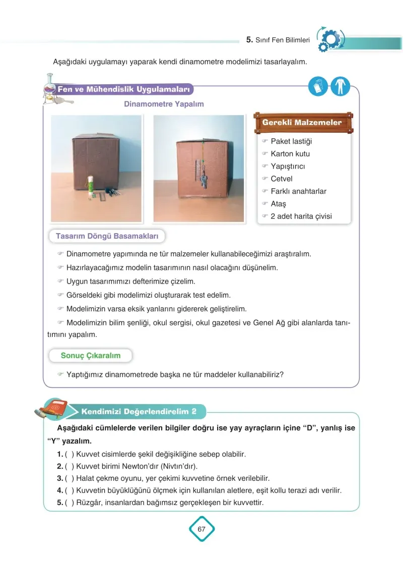 5. Sınıf Fen Bilimleri Ders Kitabı Cevapları SDR Dİkey Yayınları Sayfa 67