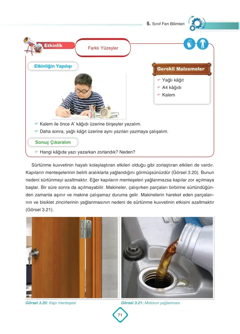 5. Sınıf Fen Bilimleri Ders Kitabı Cevapları SDR Dİkey Yayınları Sayfa 71