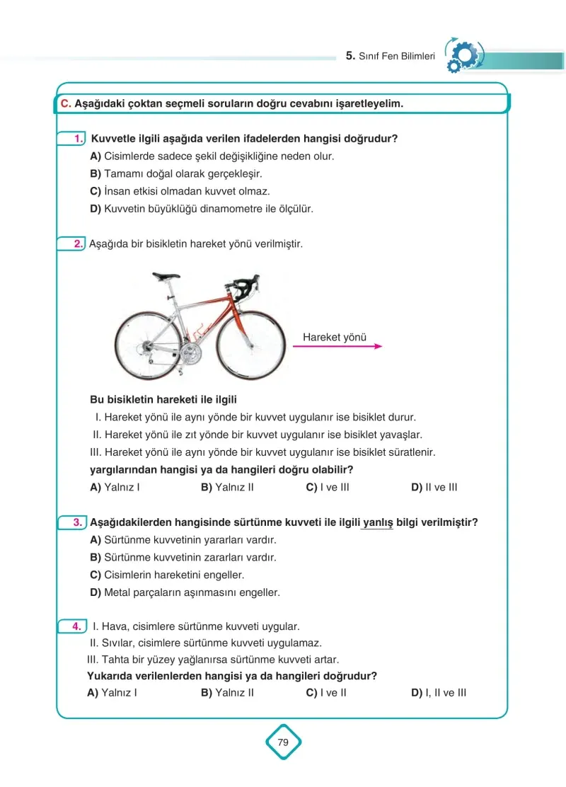 5. Sınıf Fen Bilimleri Ders Kitabı Cevapları SDR Dİkey Yayınları Sayfa 79