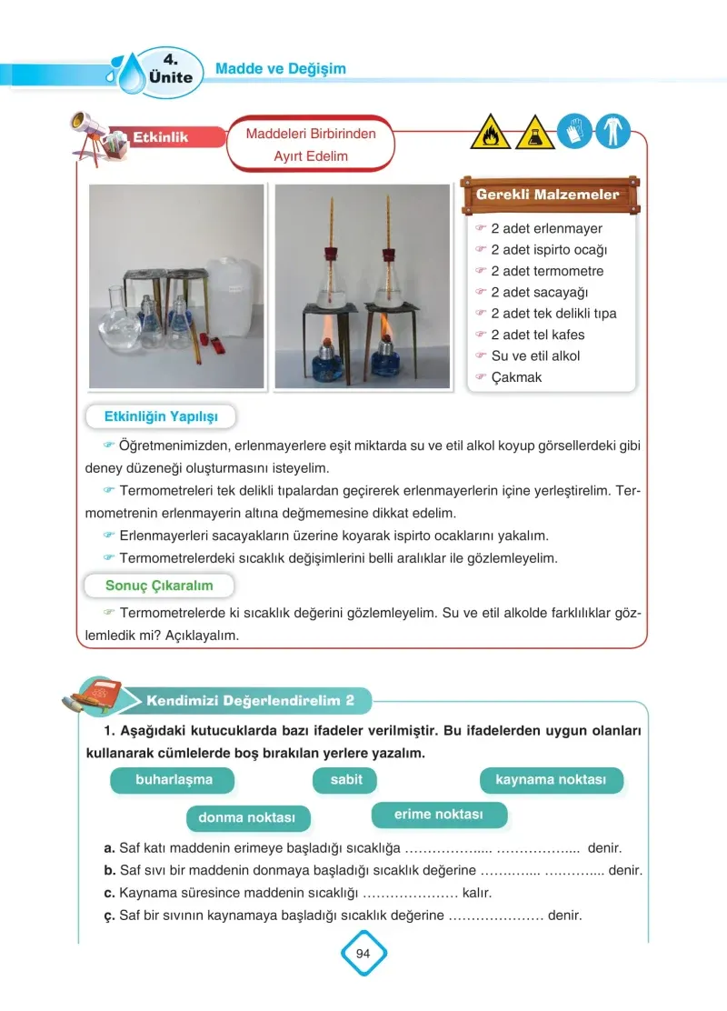 5. Sınıf Fen Bilimleri Ders Kitabı Cevapları SDR Dİkey Yayınları Sayfa 94