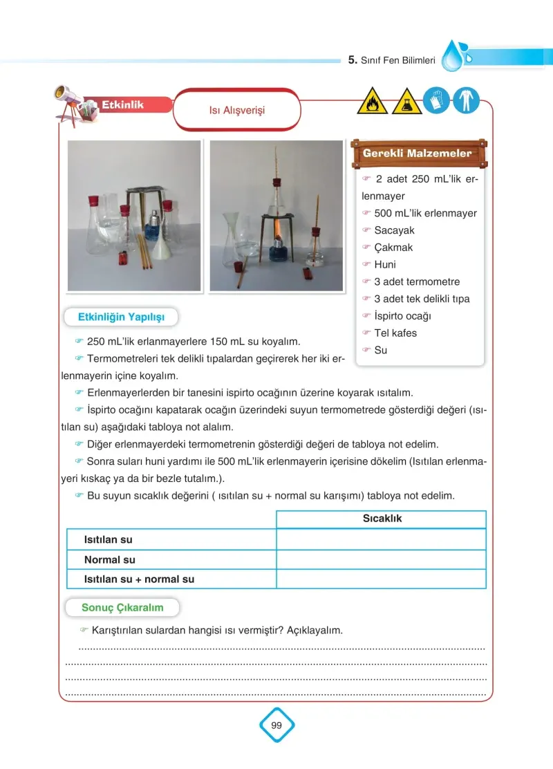 5. Sınıf Fen Bilimleri Ders Kitabı Cevapları SDR Dİkey Yayınları Sayfa 99