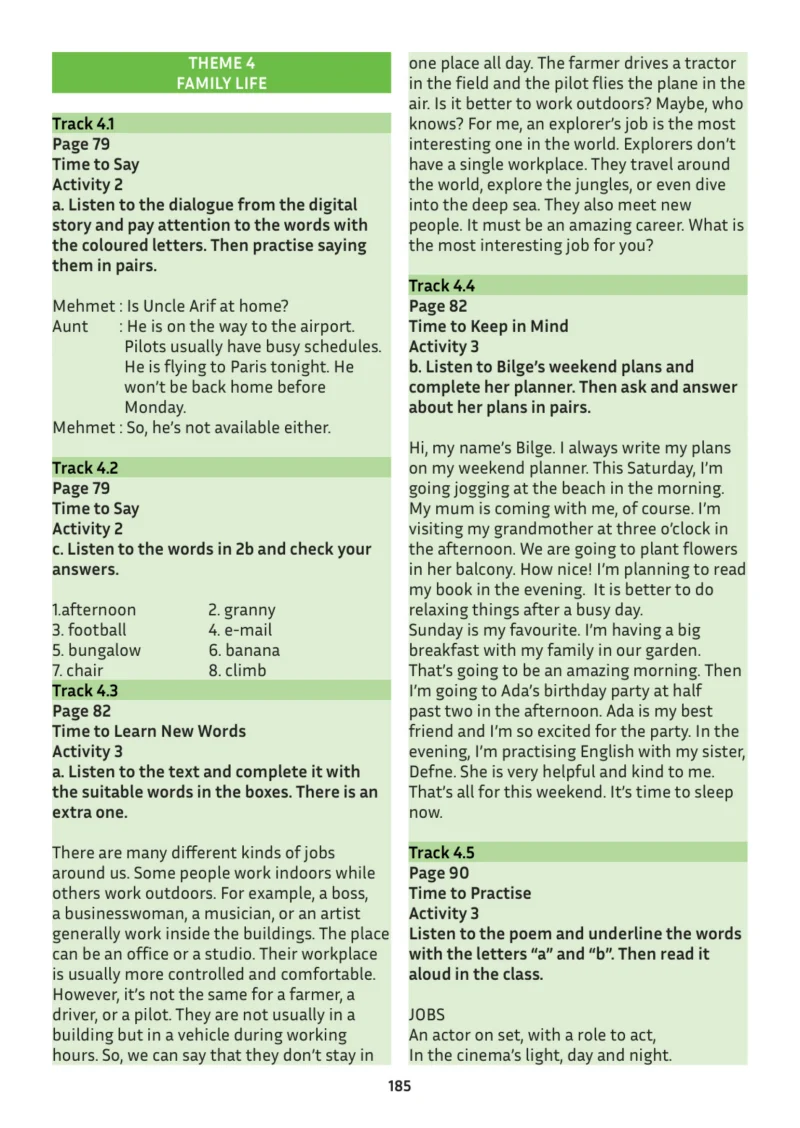5. Sınıf İngilizce Ders Kitabı Cevapları Meb Yayınları Multi English 1 . Kitap Sayfa 185