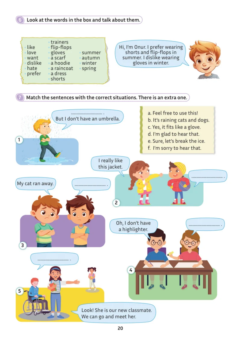 5. Sınıf İngilizce Ders Kitabı Cevapları Meb Yayınları Multi English 1 . Kitap Sayfa 20