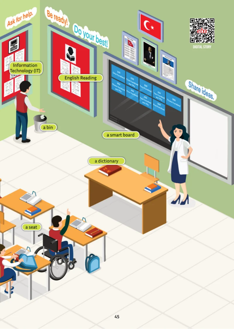 5. Sınıf İngilizce Ders Kitabı Cevapları Meb Yayınları Multi English 1 . Kitap Sayfa 45