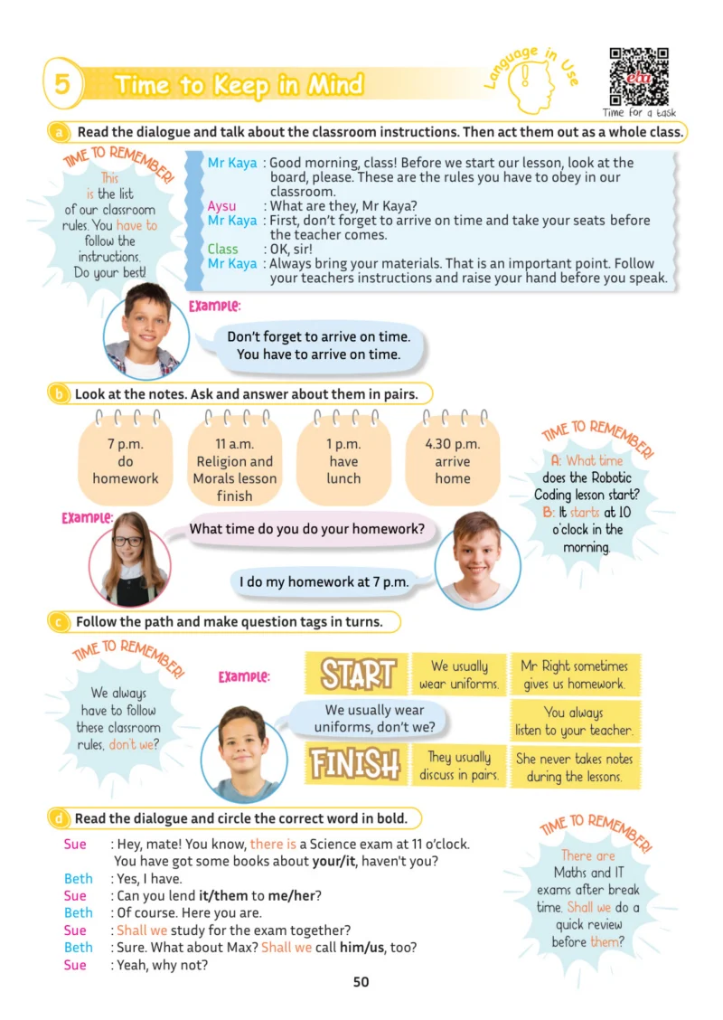5. Sınıf İngilizce Ders Kitabı Cevapları Meb Yayınları Multi English 1 . Kitap Sayfa 50