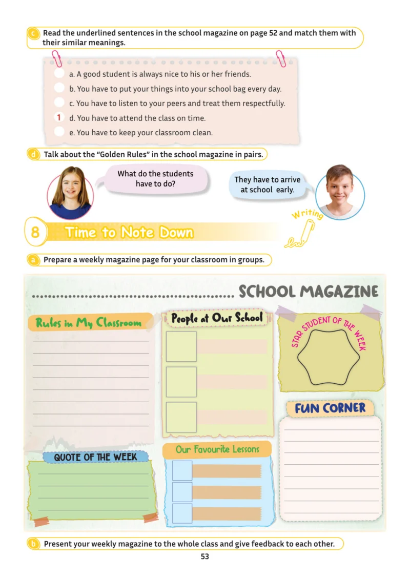 5. Sınıf İngilizce Ders Kitabı Cevapları Meb Yayınları Multi English 1 . Kitap Sayfa 53
