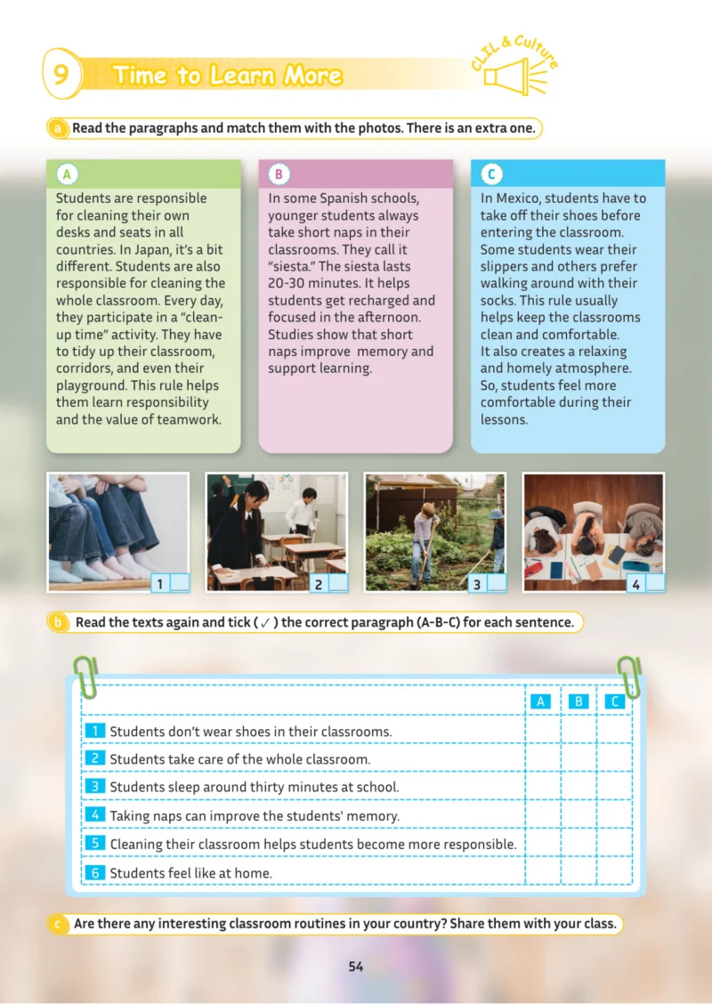 5. Sınıf İngilizce Ders Kitabı Cevapları Meb Yayınları Multi English 1 . Kitap Sayfa 54