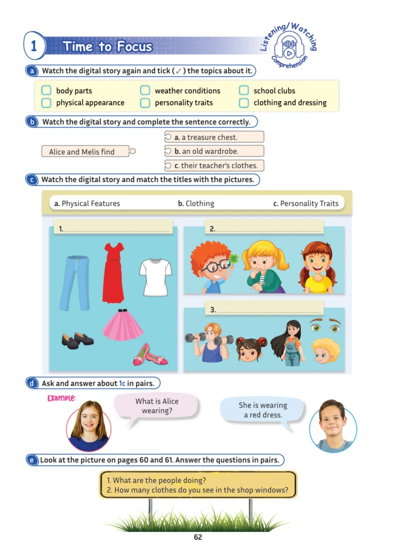 5. Sınıf İngilizce Ders Kitabı Cevapları Meb Yayınları Multi English 1 . Kitap Sayfa 62